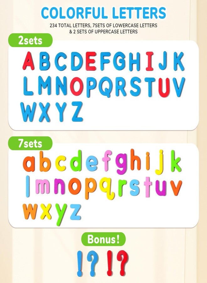 JoyCat Classroom Magnetic Letters Kit Colorful 234 Pcs with Double - Side Magnet Board - Foam Alphabet Letters for Preschool Kids Toddler Spelling and Learning - Fridge Magnets ABC Education Toys - Image 2